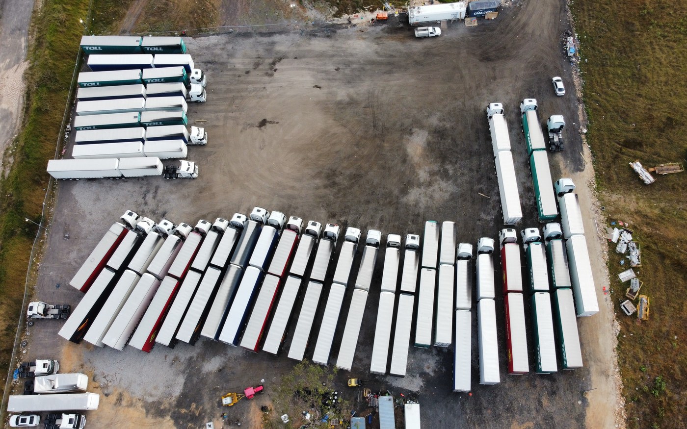 Prime movers lined up at the JBM Logistics yard